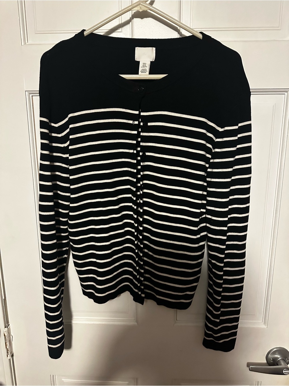 H&M Black Top with White Label Detail